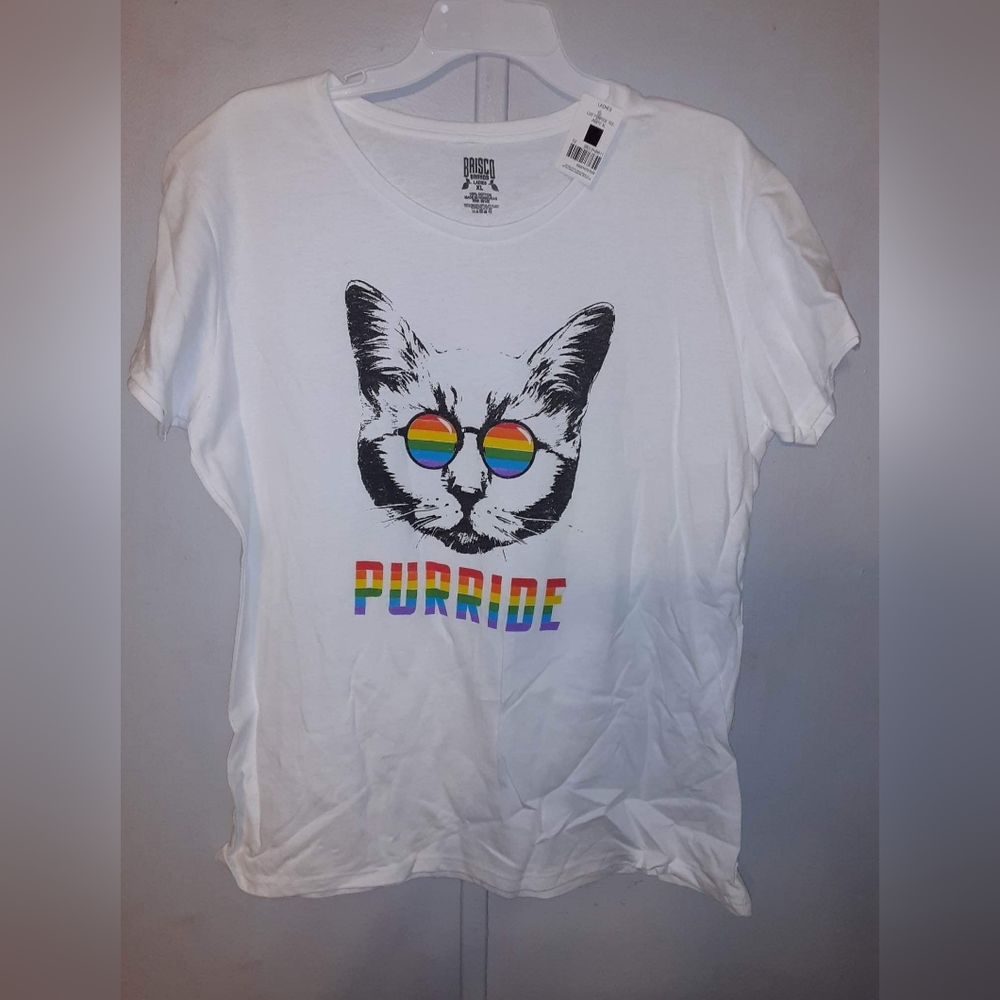 Cat Purride Rainbow LGBTQ Ladies Short-Sleeve T-shirt Sz Various Sizes NWT